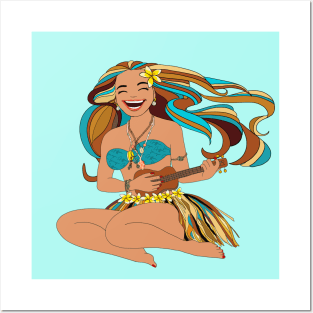 Hawaiian Happy Hula Girl Posters and Art